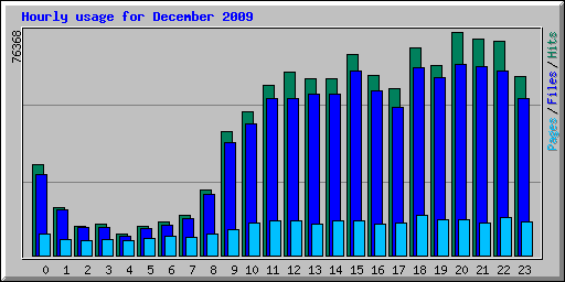 Hourly usage for December 2009